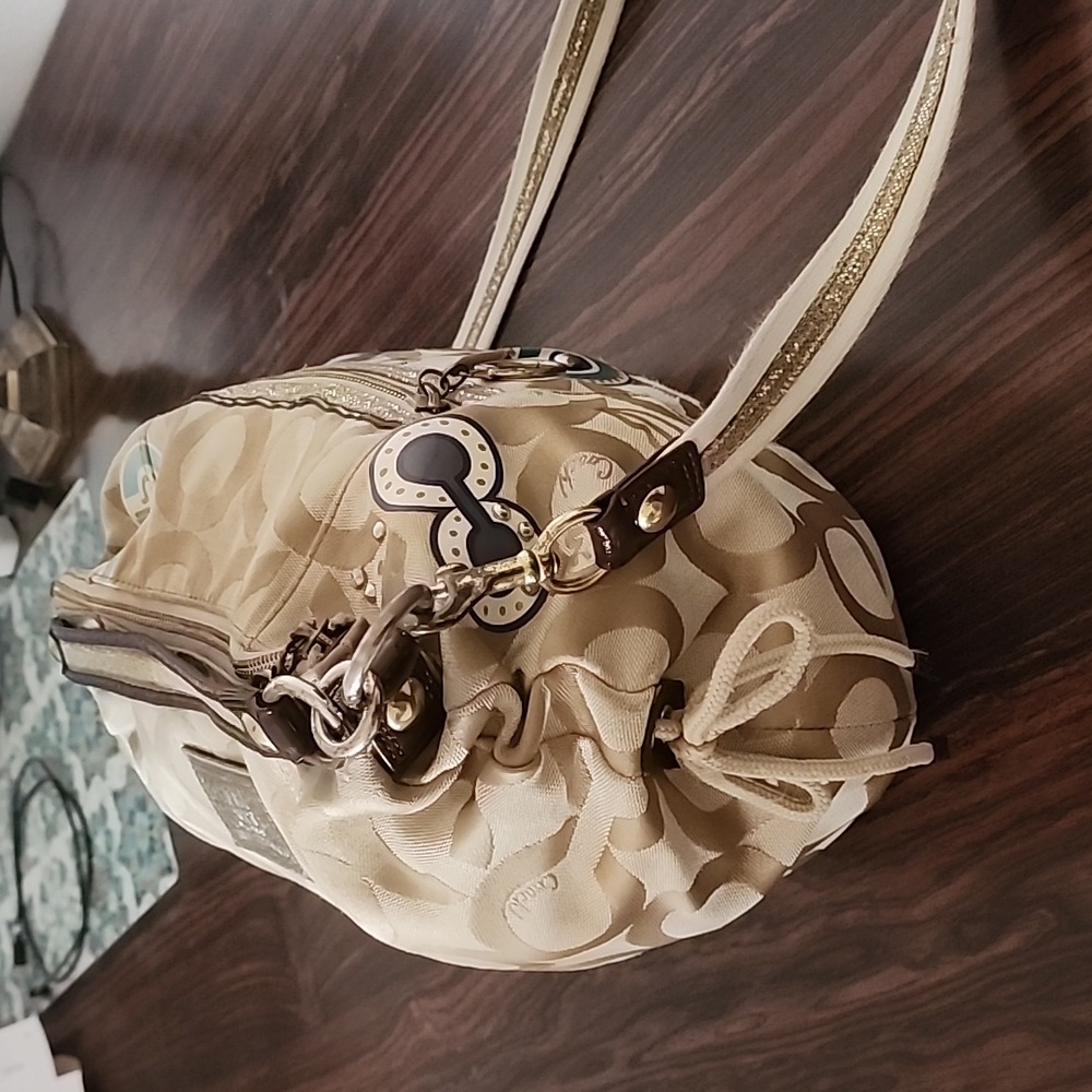 Y2K COACH Poppy Graffiti Glam Tote Crossbody Signature Rare Bag Purse 2 Hangtag - Picture 5 of 17